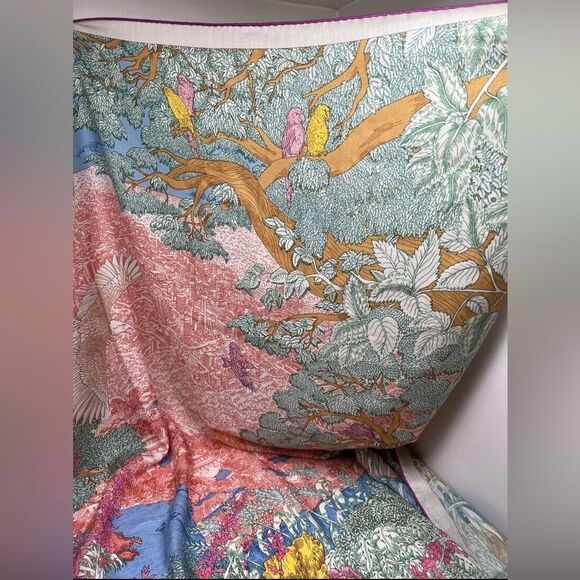 Hermes Shawl Scarf Retour a la Nature Stole Floral Cashmere Silk Auth 140 cm - Picture 4 of 9